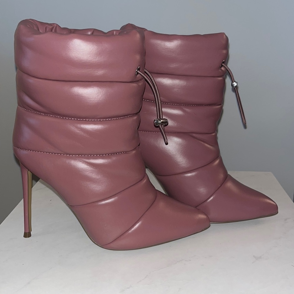 Pink puffy boots